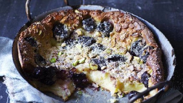 Cherry, Pistachio, & Amaretto Clafoutis | Courtesy of Sweet Paul Magazine