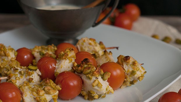 Turkey Breast Skewers with Pistachios