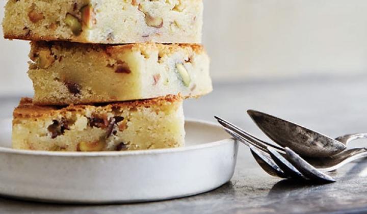 Blondies with Salted Pistachios & Lemon 