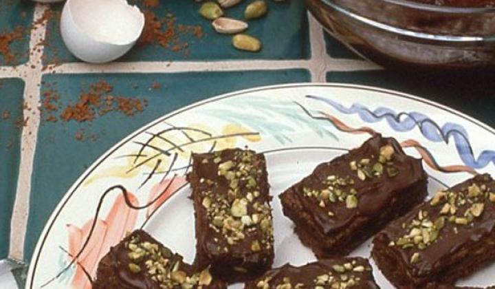 Chocolatey Chewy Pistachio Brownies