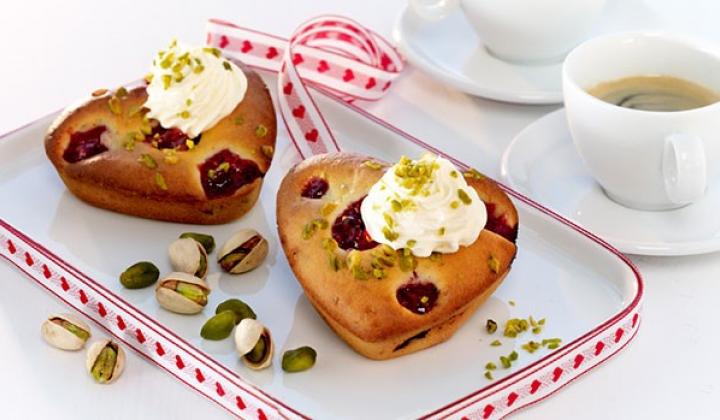 Heart Cupcakes with Pistachios