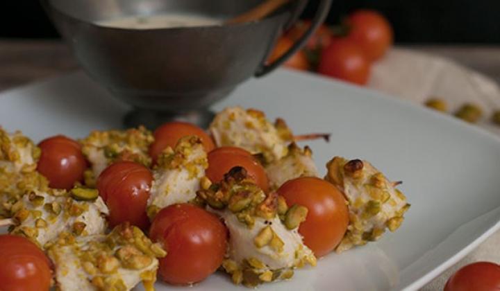 Turkey Breast Skewers with Pistachios